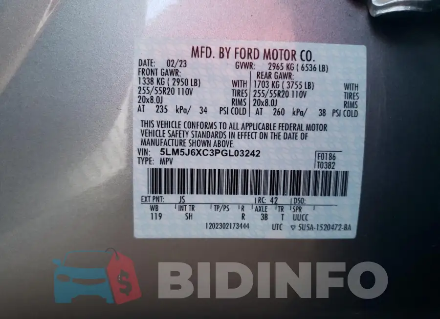 5LM5J6XC3PGL03242 Photo# 13