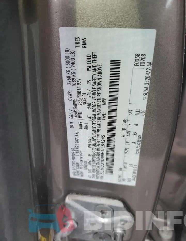 5LMCJ1D95HUL61245 Photo# 13