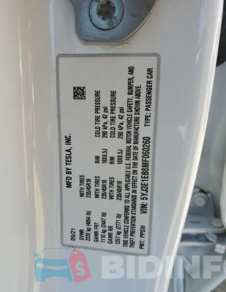 5YJ3E1EB8MF060260 Photo# 13