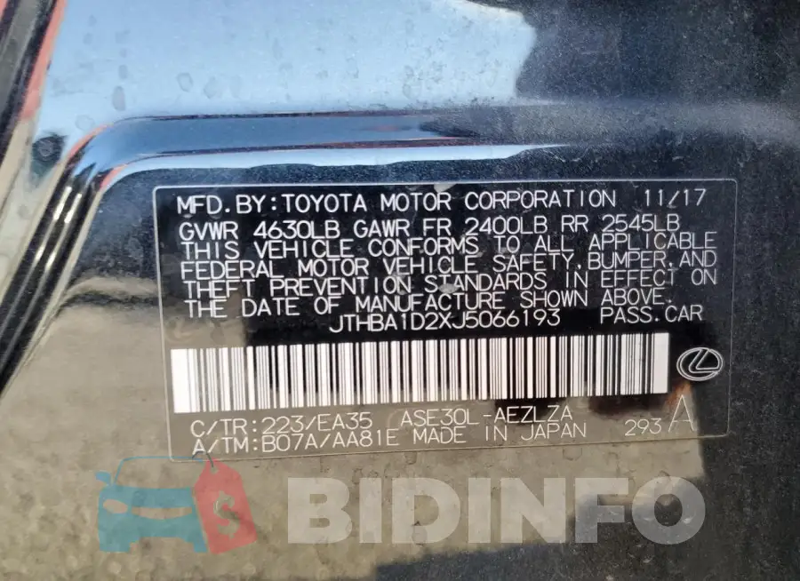 JTHBA1D2XJ5066193 Photo# 12