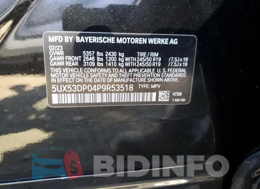 5UX53DP04P9R53518 Photo# 13