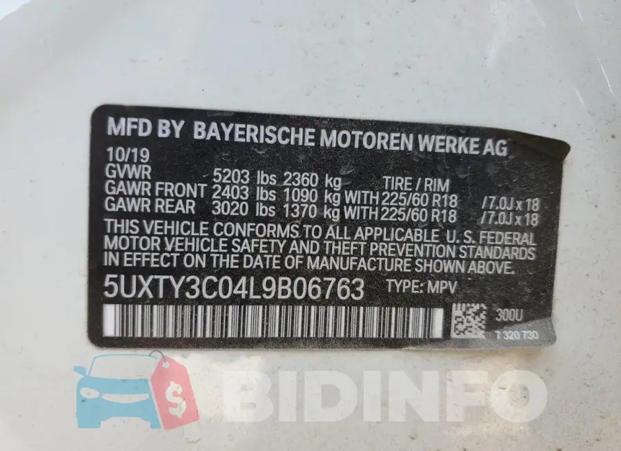 5UXTY3C04L9B06763 Photo# 12