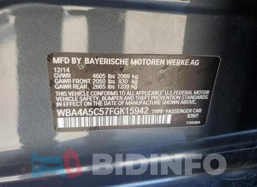 WBA4A5C57FGK15942 Photo# 12