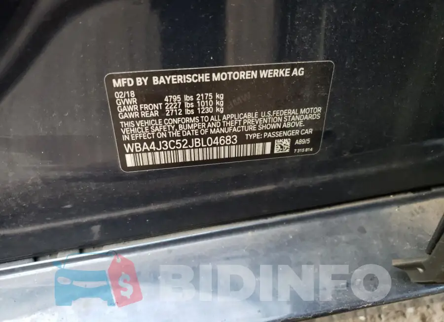 WBA4J3C52JBL04683 Photo# 13