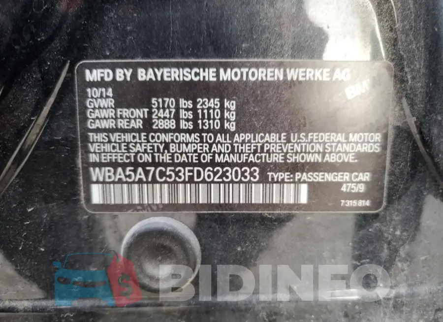 WBA5A7C53FD623033 Photo# 12