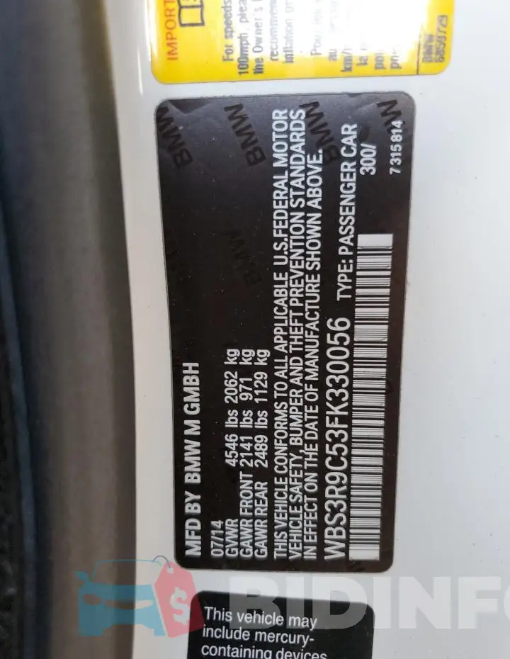 WBS3R9C53FK330056 Photo# 13