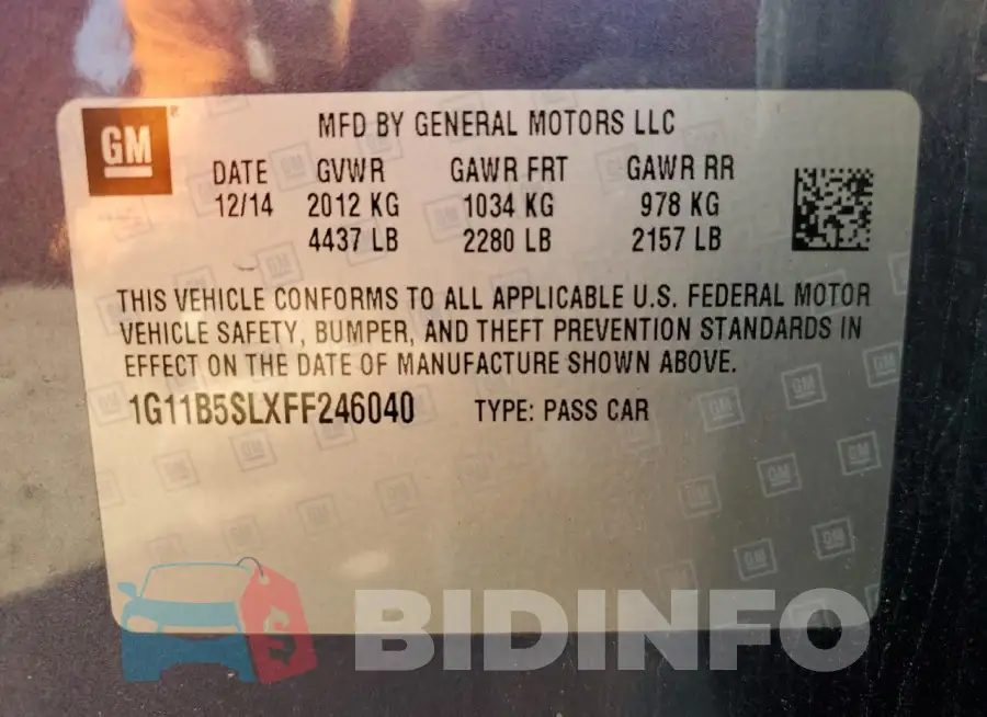 1G11B5SLXFF246040 Photo# 12
