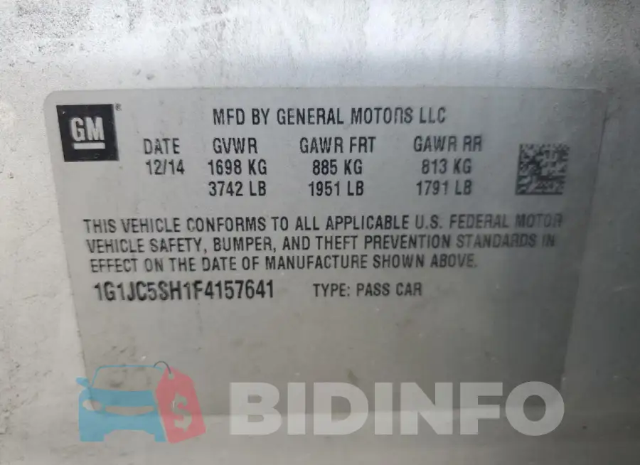 1G1JC5SH1F4157641 Photo# 12
