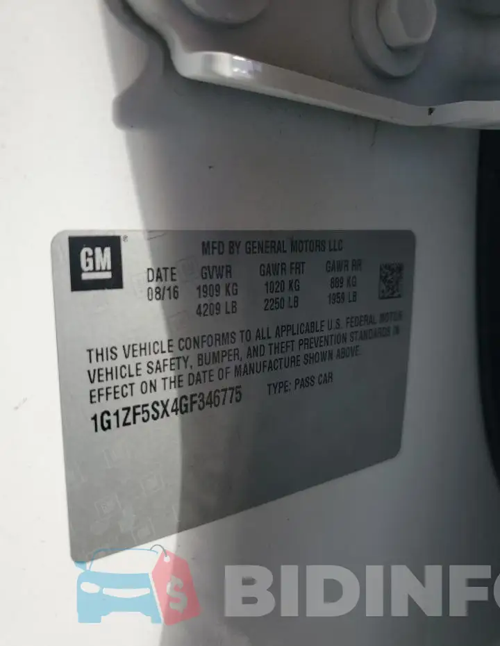 1G1ZF5SX4GF346775 Photo# 12