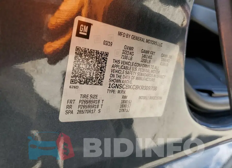 1GNSCBKC8KR309708 Photo# 14