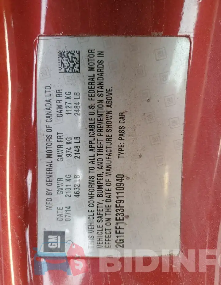 2G1FF1E33F9110940 Photo# 12