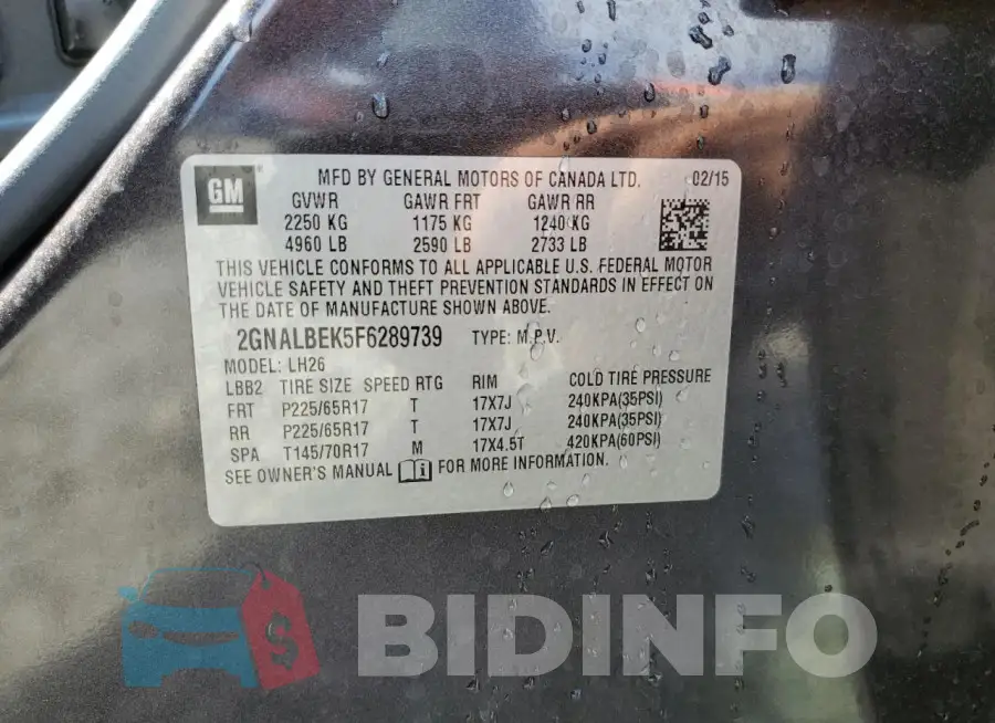 2GNALBEK5F6289739 Photo# 13