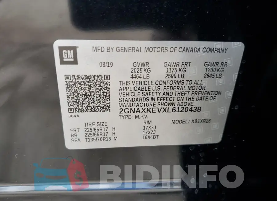 2GNAXKEVXL6120438 Photo# 13