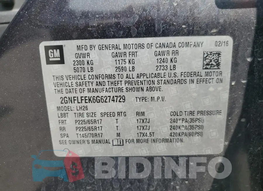 2GNFLFEK6G6274729 Photo# 13