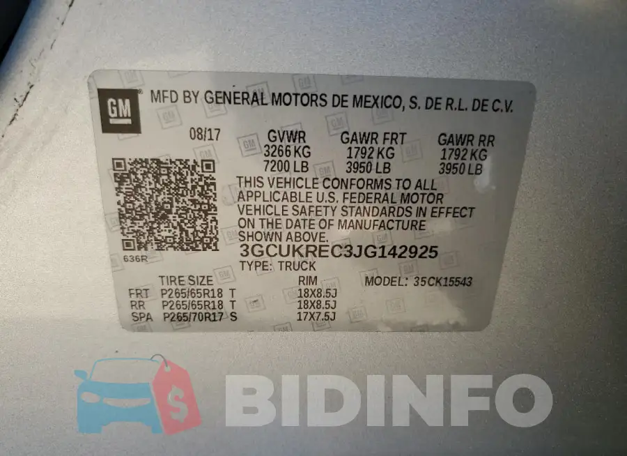 3GCUKREC3JG142925 Photo# 12