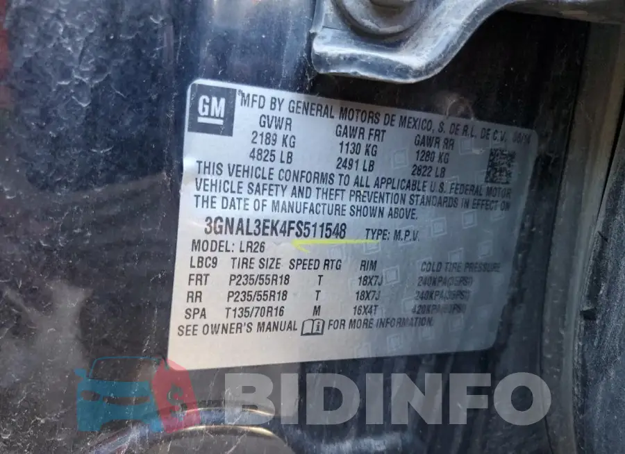 3GNAL3EK4FS511548 Photo# 13