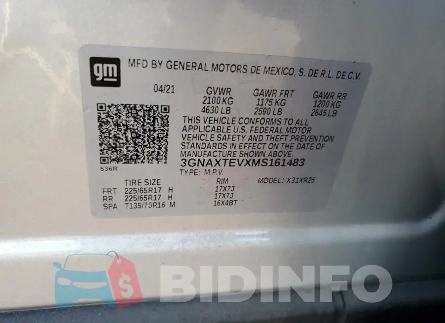 3GNAXTEVXMS161483 Photo# 13