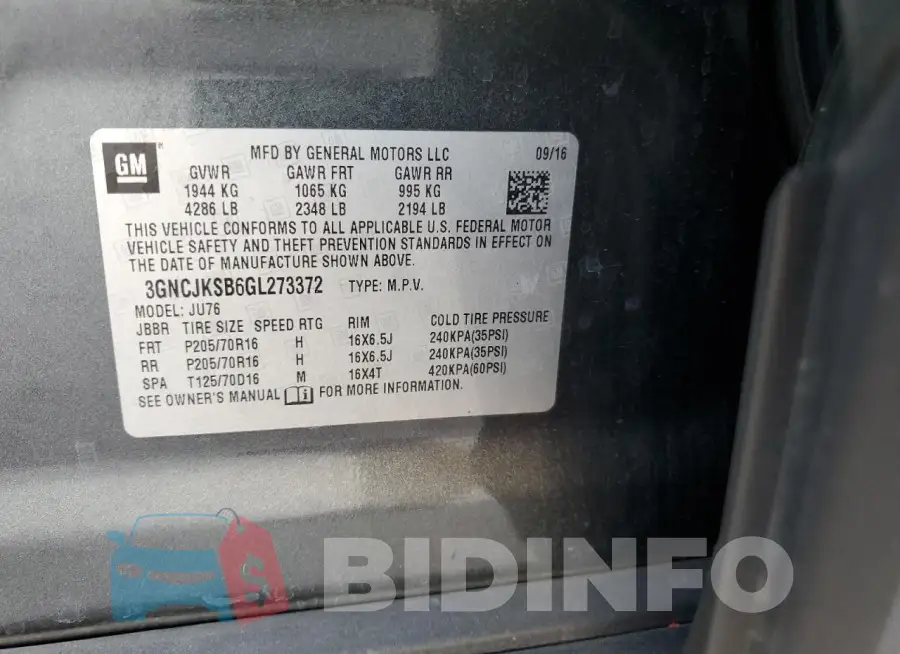3GNCJKSB6GL273372 Photo# 13