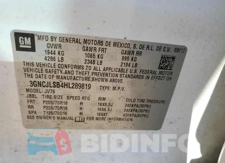 3GNCJLSB4HL289819 Photo# 12