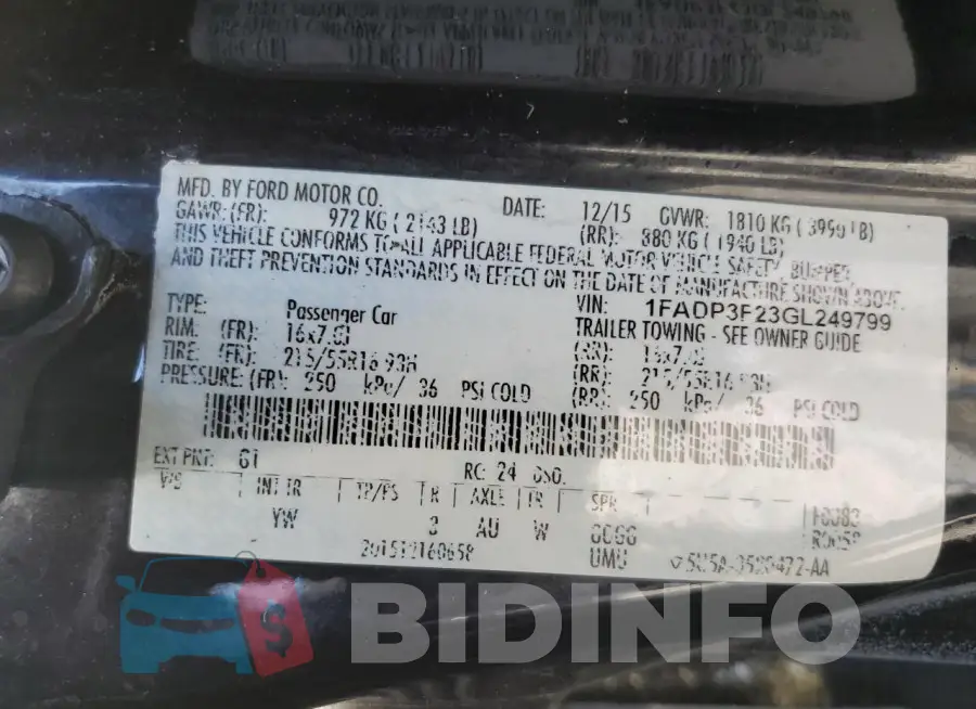 1FADP3F23GL249799 Photo# 12