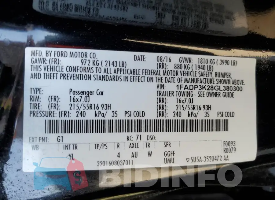 1FADP3K28GL380300 Photo# 12