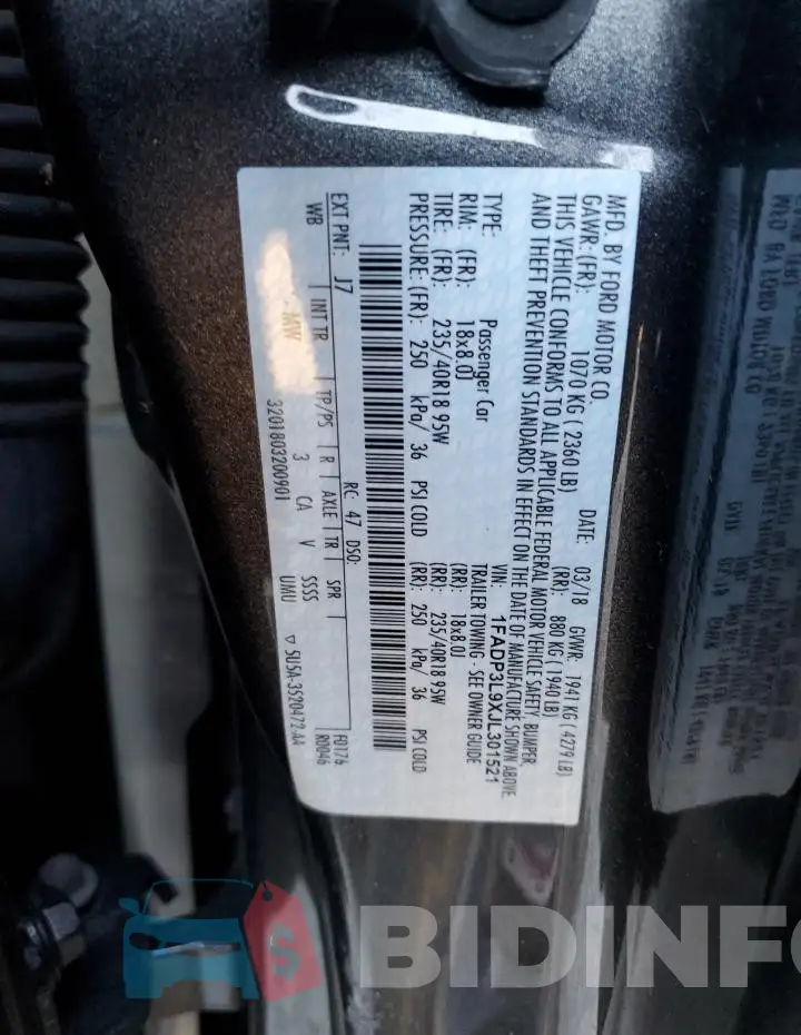 1FADP3L9XJL301521 Photo# 12