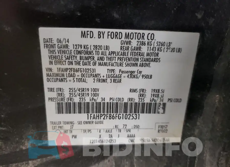 1FAHP2F86FG102531 Photo# 12