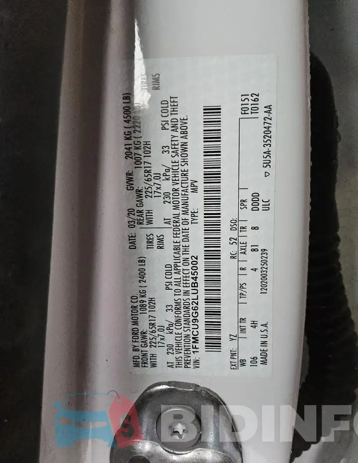 1FMCU9G62LUB45002 Photo# 13