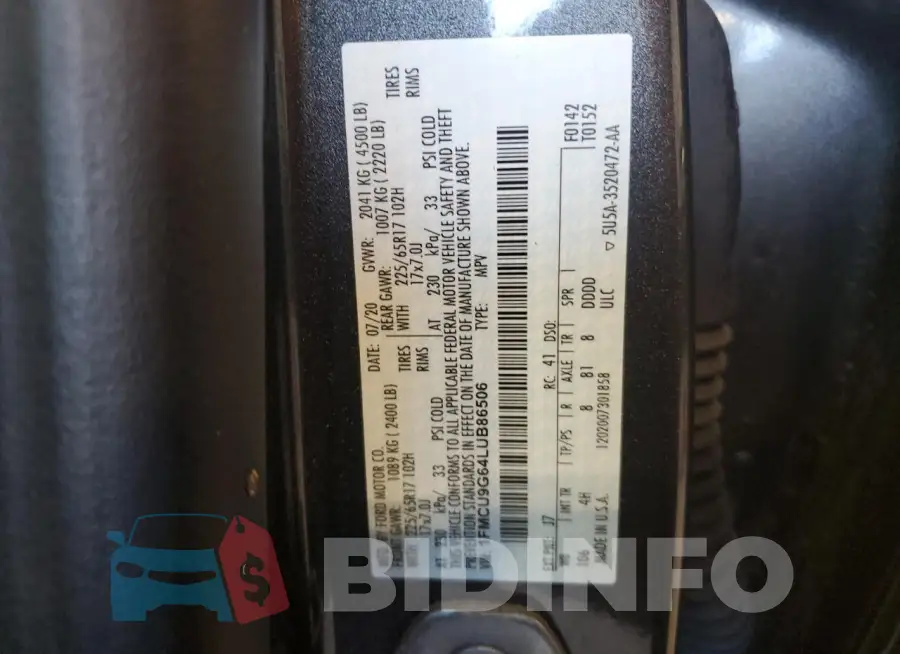 1FMCU9G64LUB86506 Photo# 13
