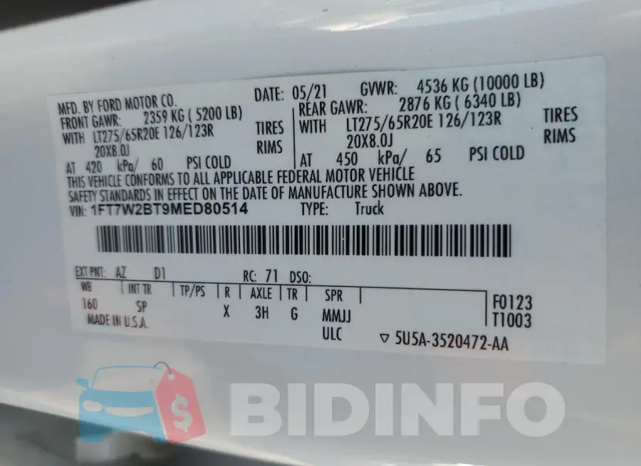 1FT7W2BT9MED80514 Photo# 12