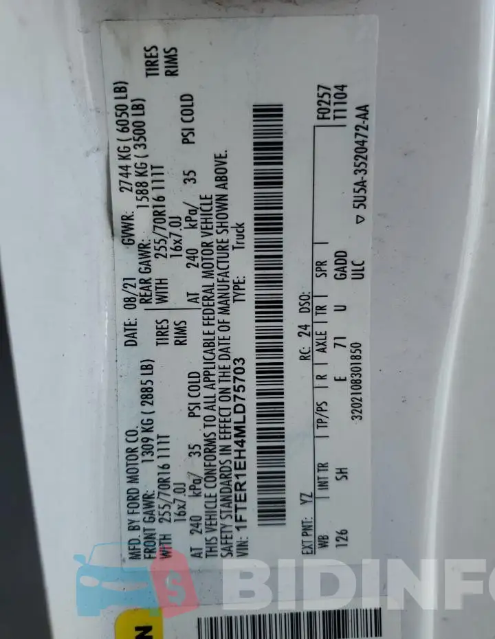1FTER1EH4MLD75703 Photo# 12