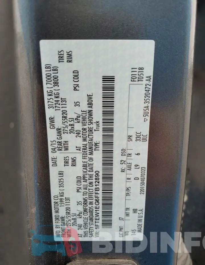 1FTEW1EG6FFB12890 Photo# 12