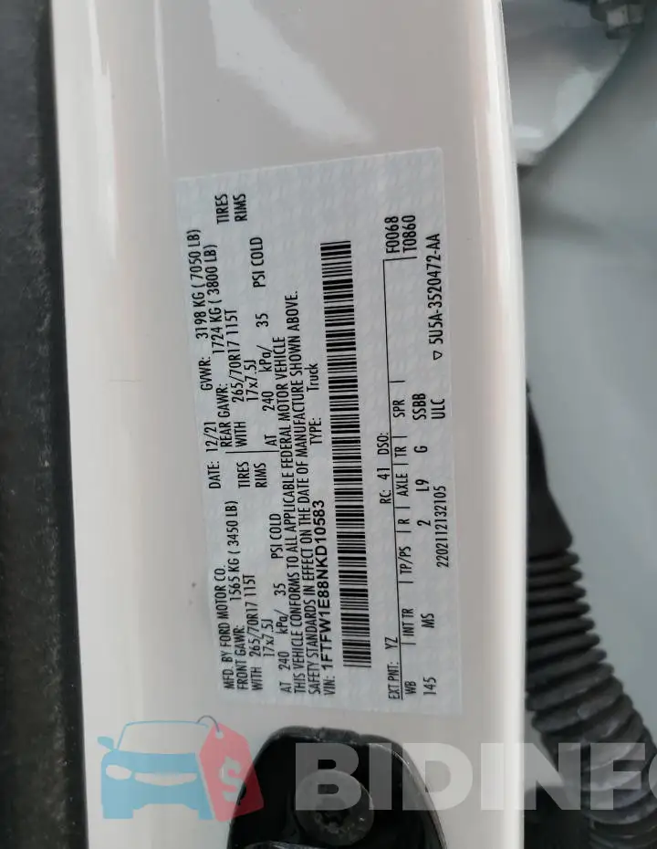 1FTFW1E88NKD10583 Photo# 12