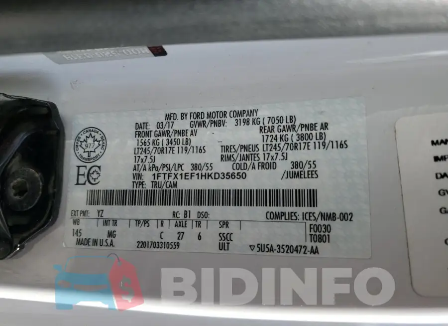 1FTFX1EF1HKD35650 Photo# 12