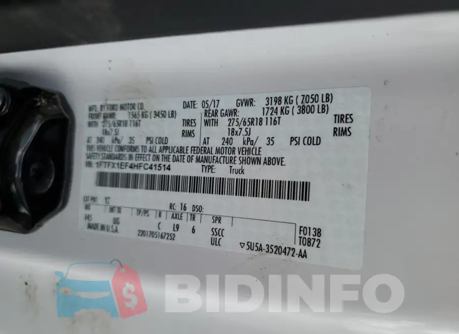 1FTFX1EF4HFC41514 Photo# 12