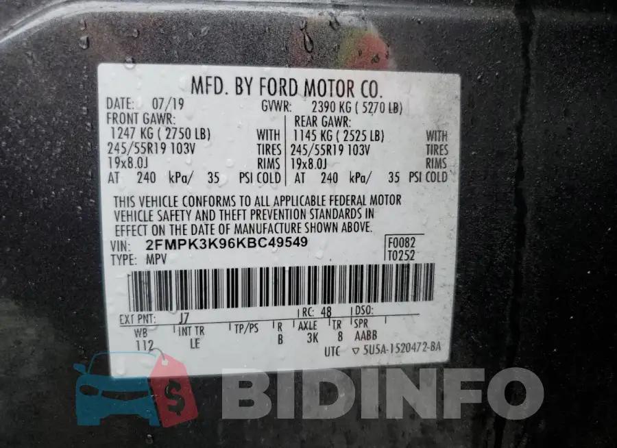 2FMPK3K96KBC49549 Photo# 13