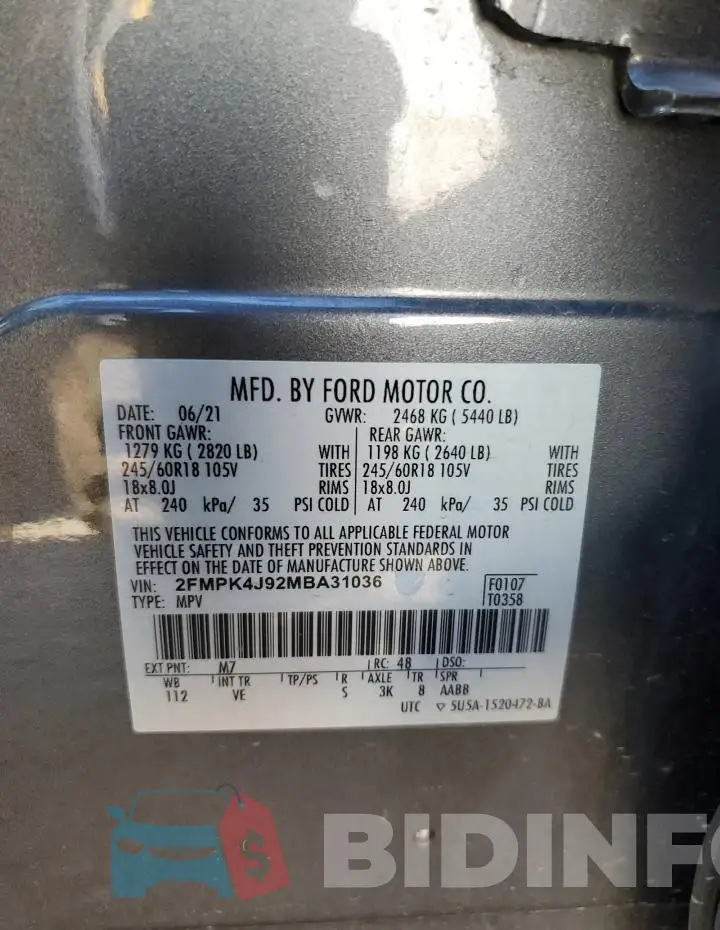 2FMPK4J92MBA31036 Photo# 13