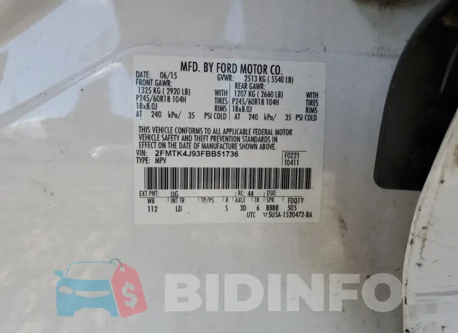 2FMTK4J93FBB51736 Photo# 13