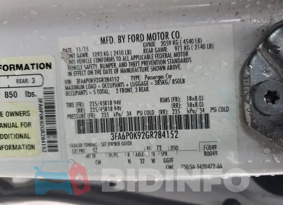 3FA6P0K92GR284152 Photo# 12