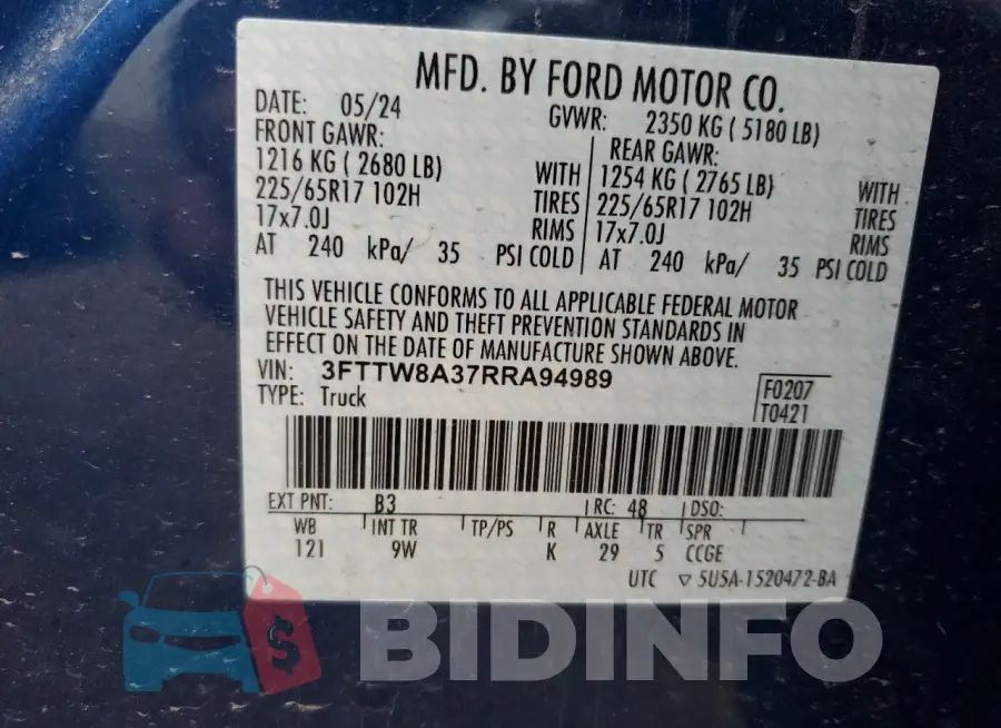 3FTTW8A37RRA94989 Photo# 12