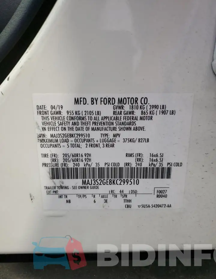 MAJ3S2GE8KC299510 Photo# 13