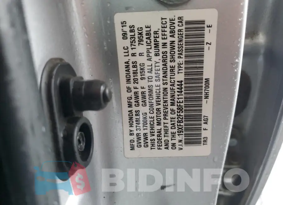 19XFB2F58FE114444 Photo# 12