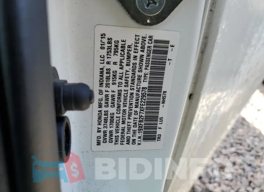 19XFB2F7XFE229578 Photo# 12