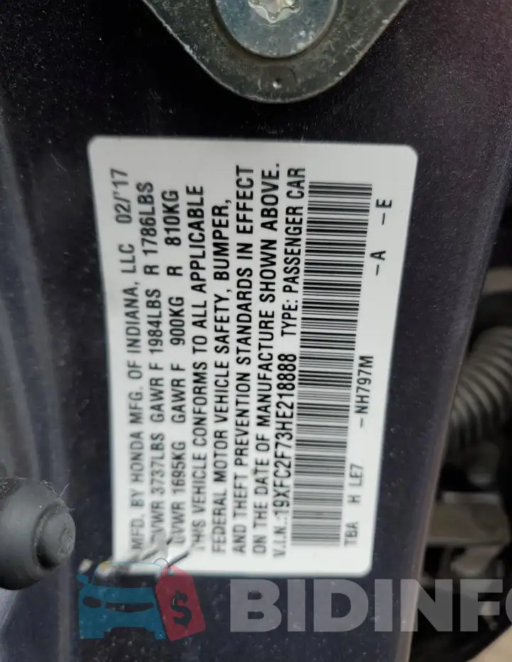 19XFC2F73HE218888 Photo# 12