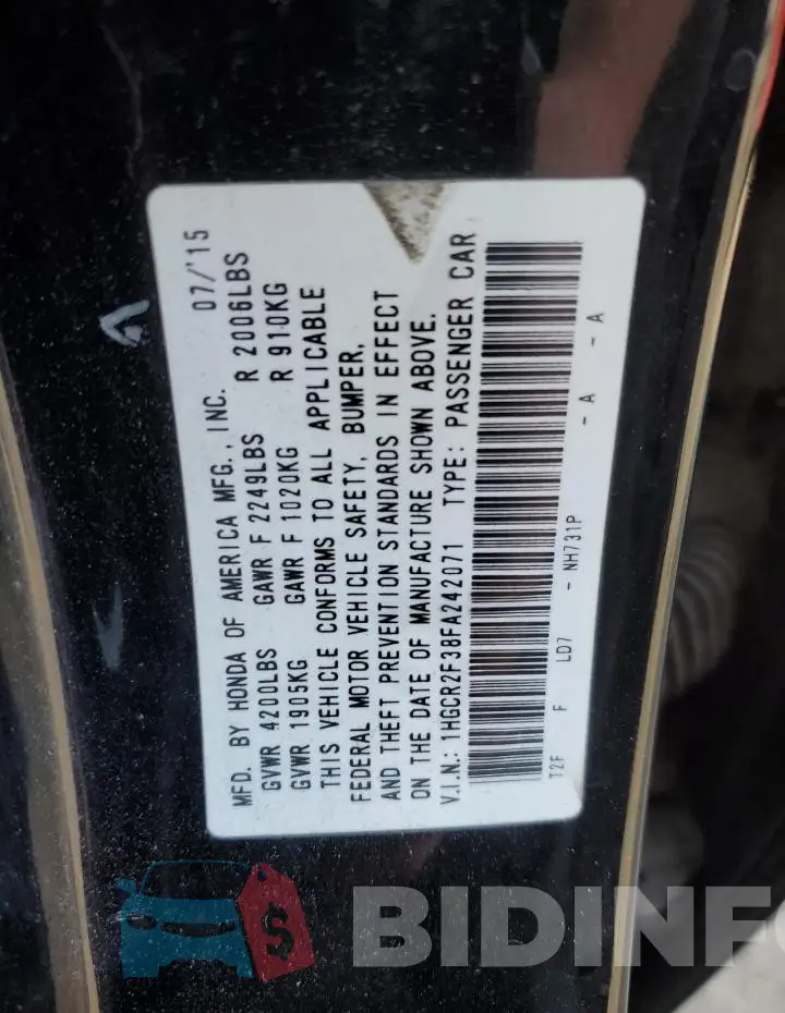 1HGCR2F38FA242071 Photo# 13