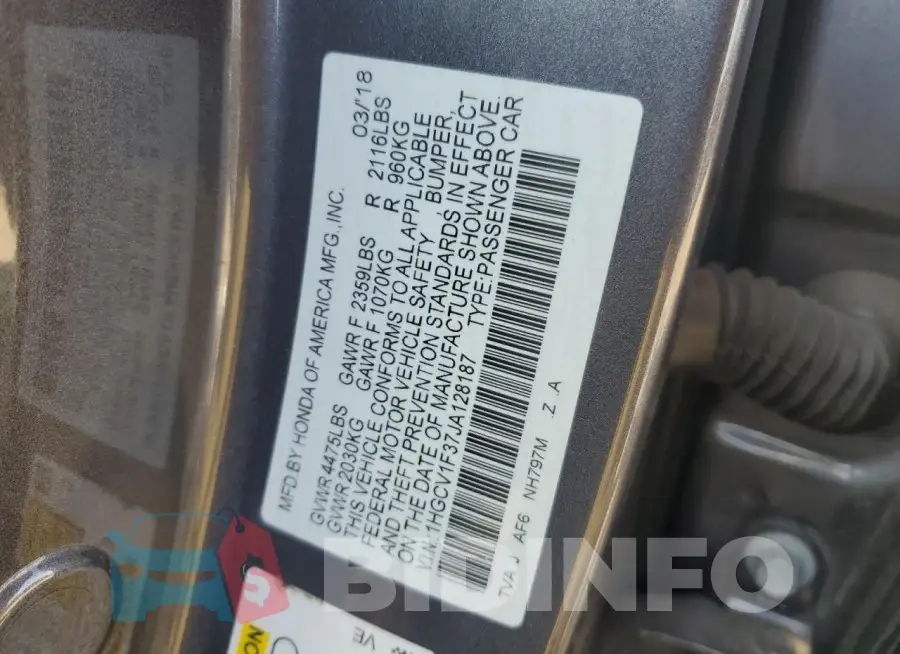 1HGCV1F37JA128187 Photo# 12