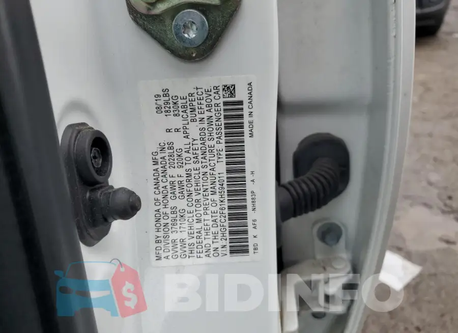 2HGFC2F61KH594011 Photo# 12