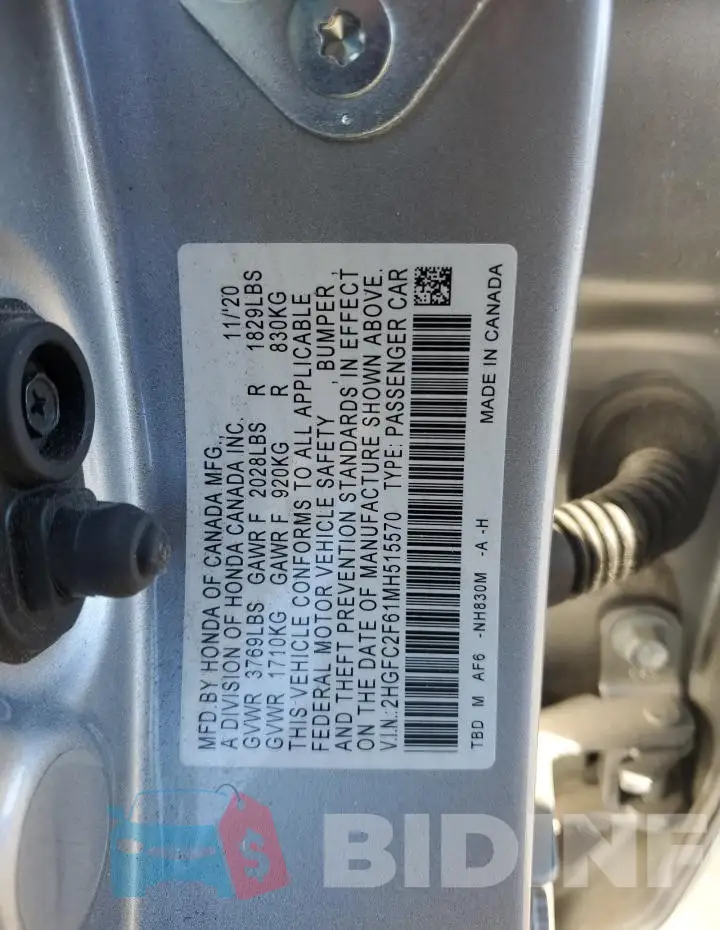 2HGFC2F61MH515570 Photo# 12