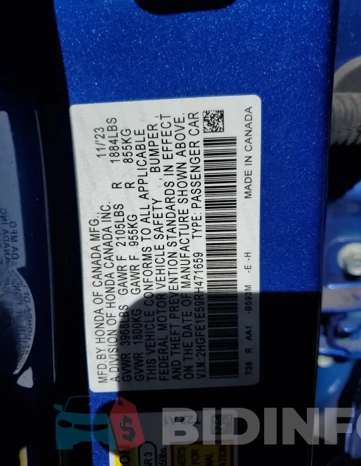 2HGFE1E59RH471659 Photo# 12