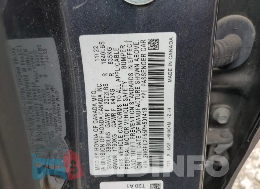 2HGFE2F55PH501418 Photo# 12